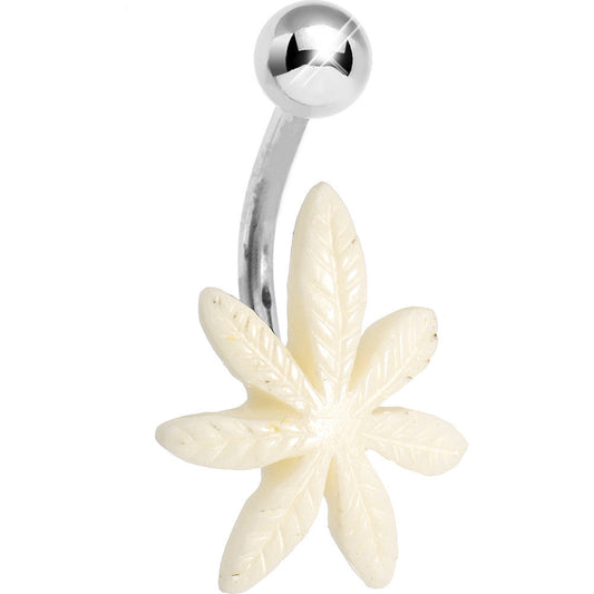 White Pot Leaf Belly Ring
