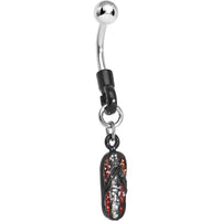 Black Silver and Red Glitter Flip Flop Belly Ring