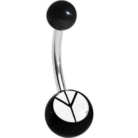 Black and White Acrylic Inverted Peace Sign Belly Ring