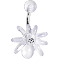 Clear Gem Clear Upward Spider J-Bar Belly Ring