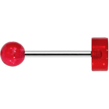 14G 5/8 Clear Red Acrylic Pot Leaf Tongue Ring