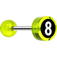 14G 5/8 Neon Green Acrylic Behind the 8 Ball Tongue Ring