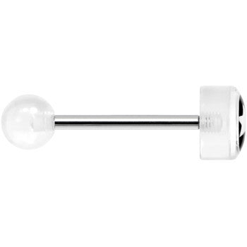 14G 5/8 Clear Acrylic Black and White Star Tongue Ring