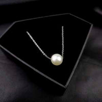 Stainless Steel Chain Necklace Minimalist Pearl Pendant Necklace