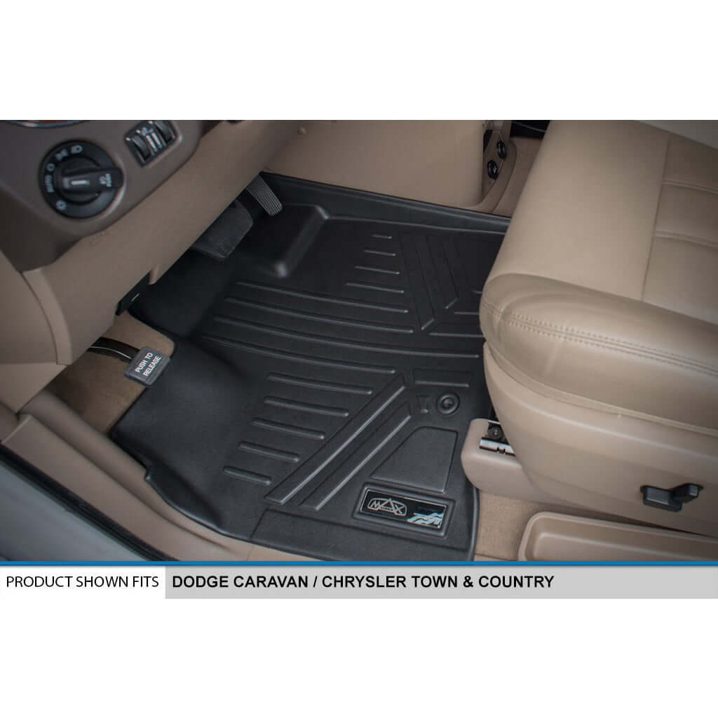 Smart Trim™ Custom Fit Floor Liners For 2013-2020 Dodge Grand Caravan with 2nd Row Bucket Seats and 1st Row Super Console