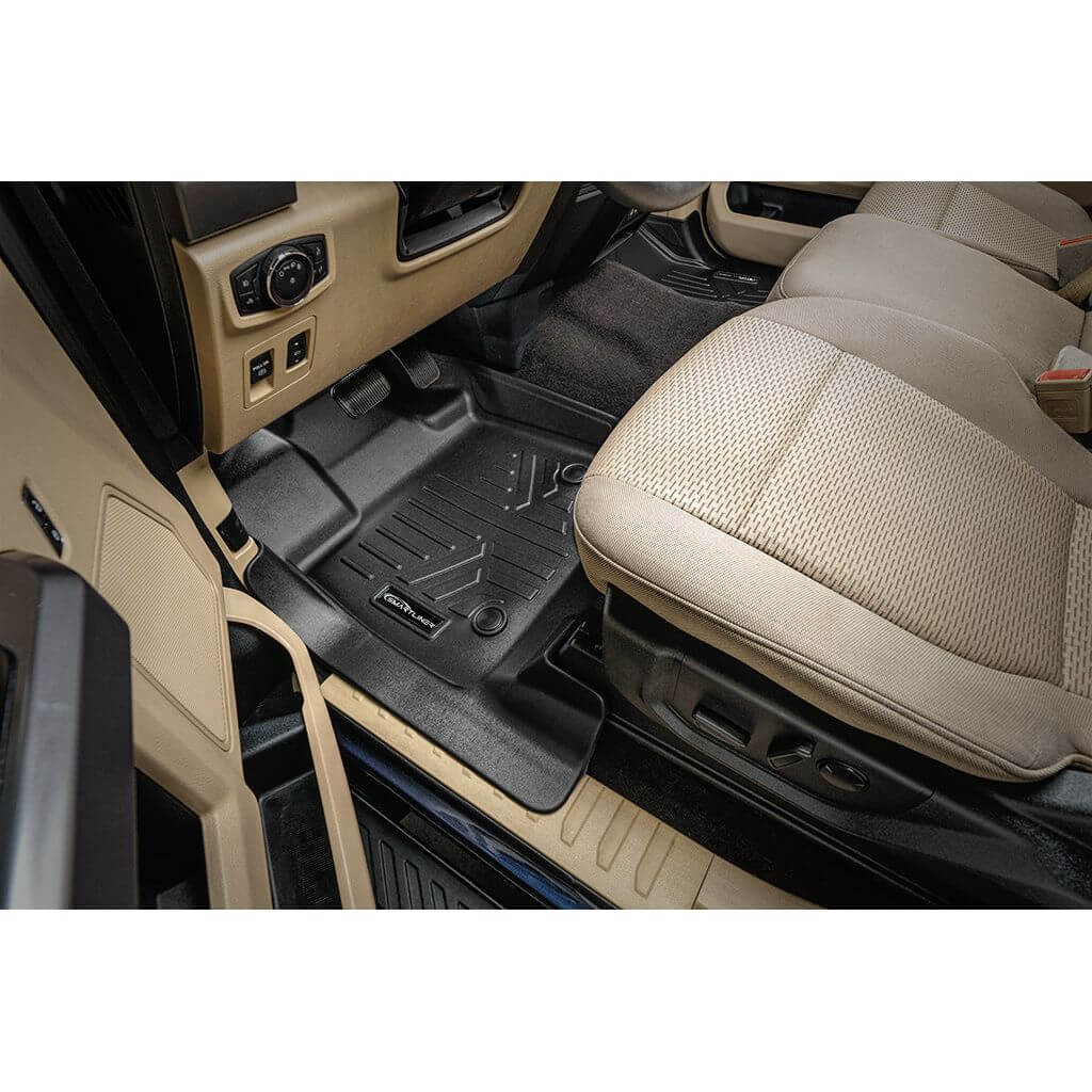 SmartCoverage™ Custom Fit Floor Liners For 2015-2025 Ford F-150 with 1st Row Bucket Seats & OEM 2nd Row Under Seat Storage