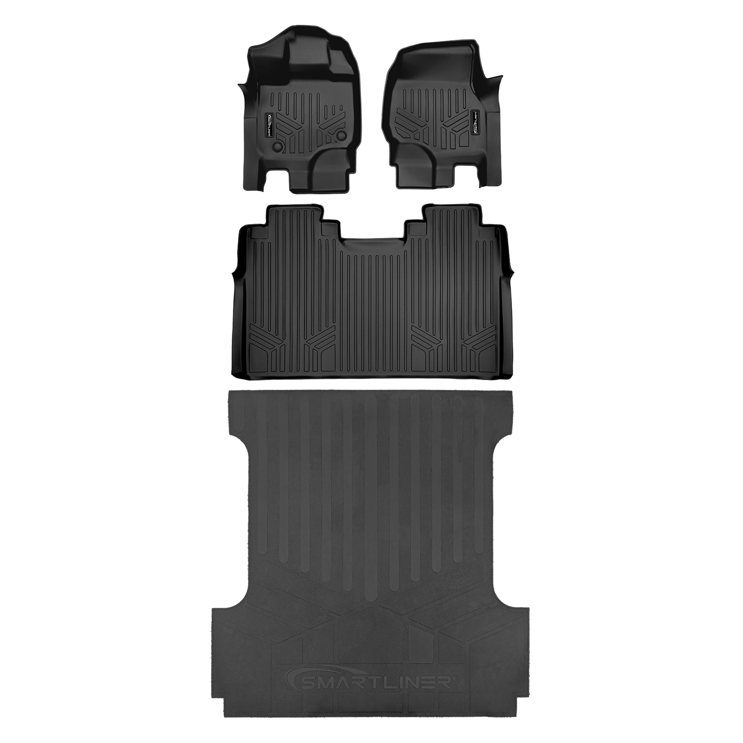 SMARTLINER Custom Fit Floor Liners For 2022-2025 Ford F-150 Lightning 2nd Row Bench seat without under seat fold-flat storage