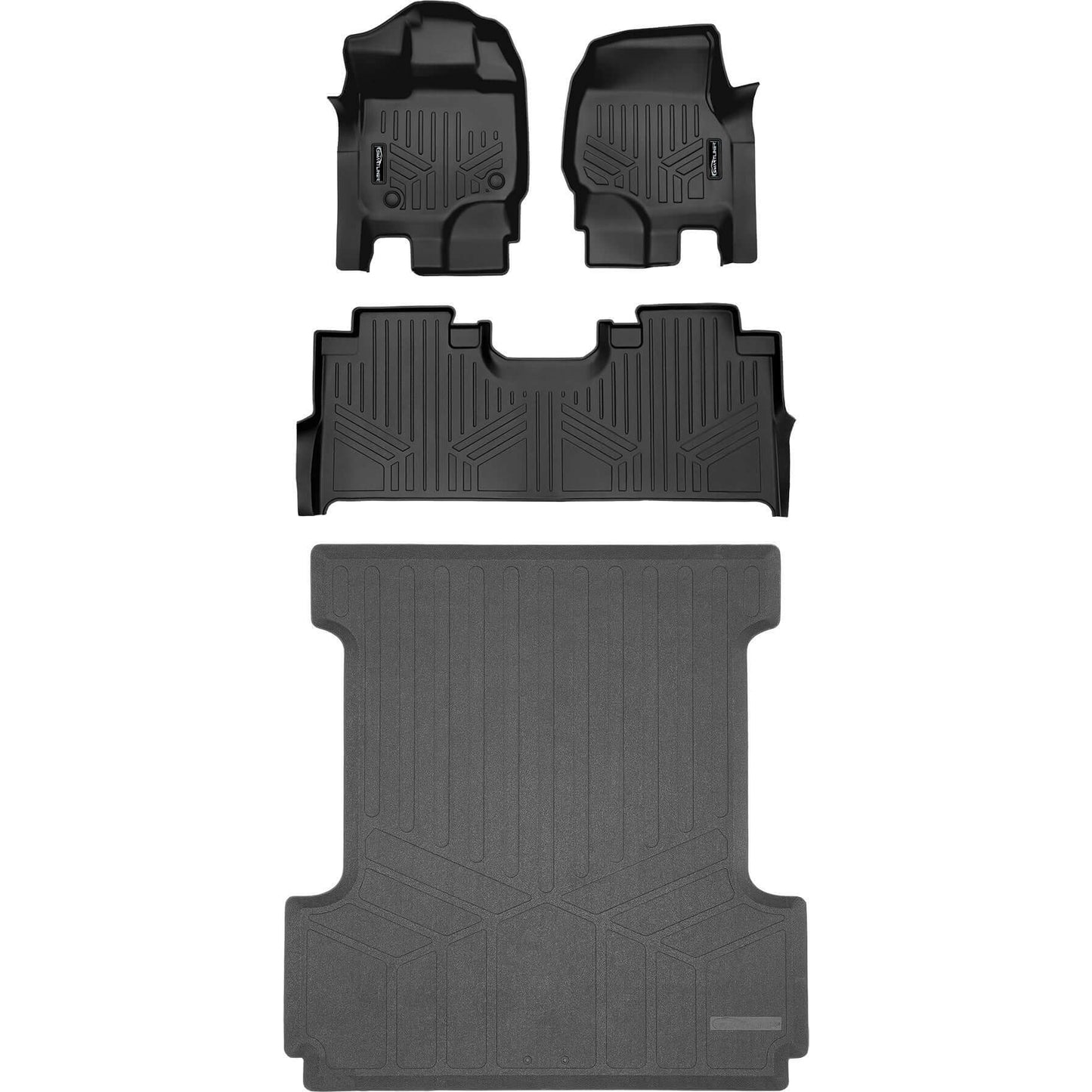 SmartCoverage™ Custom Fit Floor Liners For 2022-2025 Ford F-150 Lightning with 1st Row Bucket Seats & OEM 2nd Row Under Seat Storage
