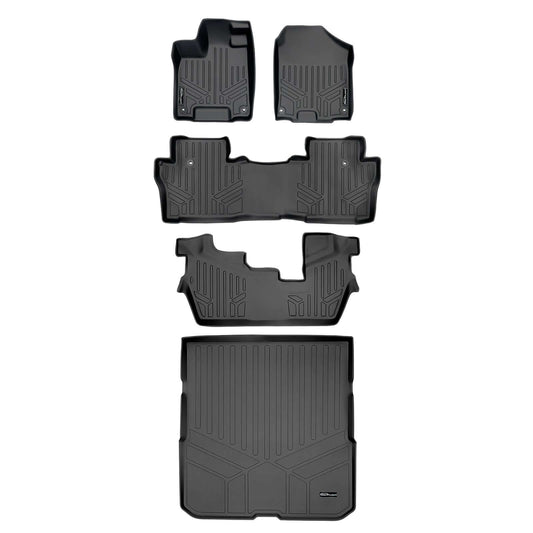 SMARTLINER Custom Fit Floor Liners For 2016-2022 Honda Pilot (8 Passenger Model)