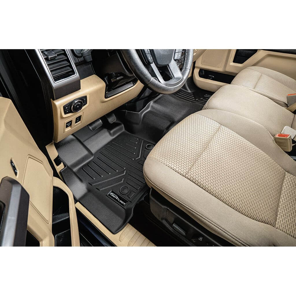 SmartCoverage™ Custom Fit Floor Liners For 2015-2025 Ford F-150 SuperCab with 1st Row Bench Seat With rear under seat Storage