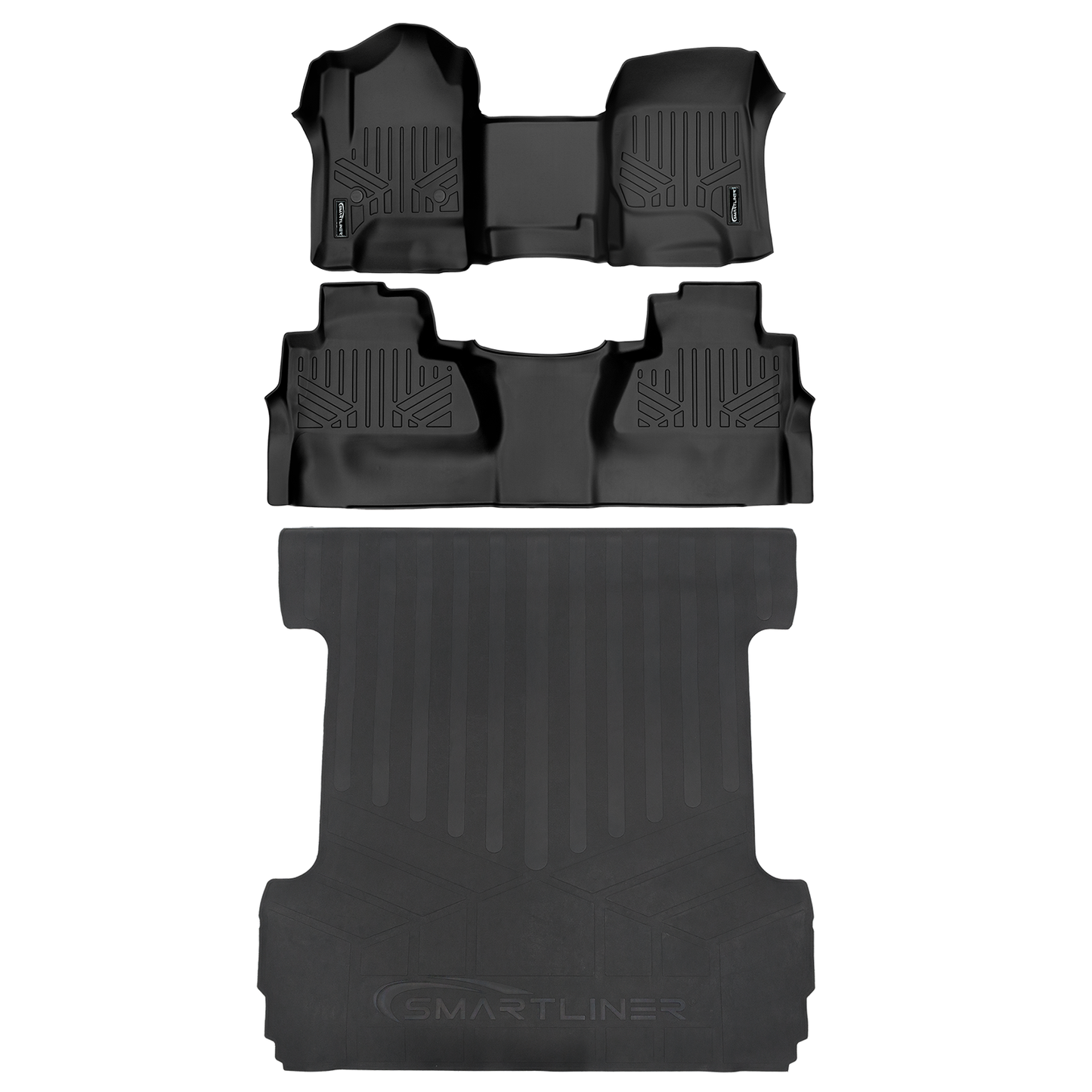 SMARTLINER Custom Fit Floor Liners For GMC Sierra 1500 Crew Cab 2014 - 2018 (Carpeted flooring) 1st Row Bench Half coverage