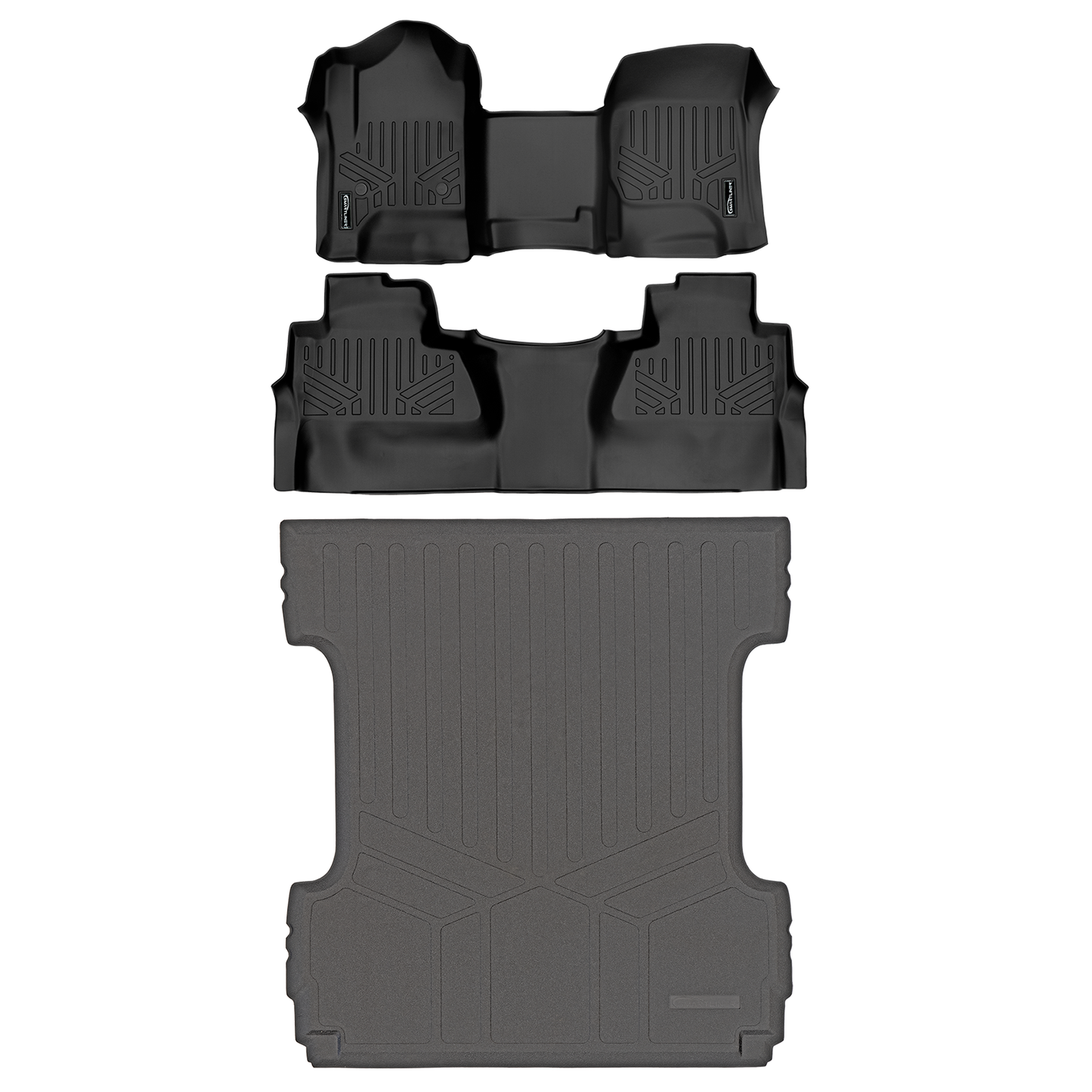 SMARTLINER Custom Fit Floor Liners For GMC Sierra 1500 Crew Cab 2014 - 2018 (Carpeted flooring) 1st Row Bench Half coverage