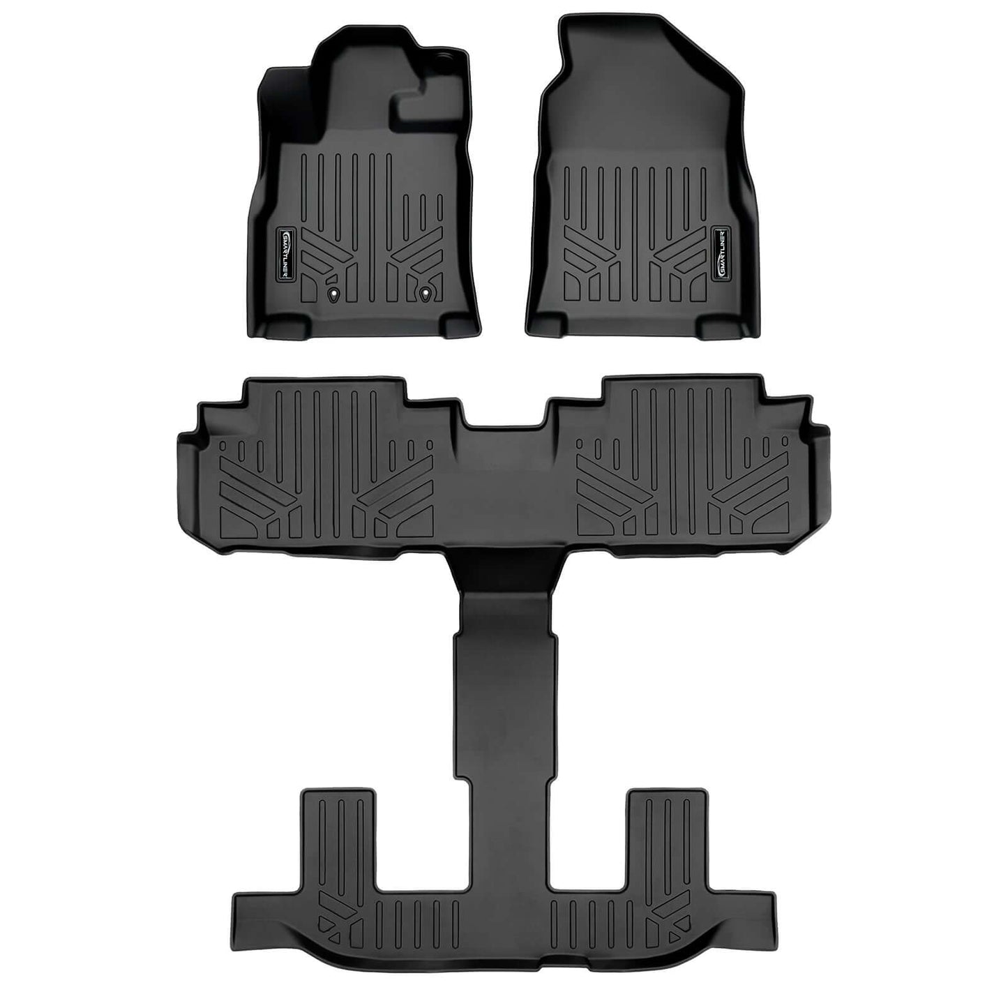 Smart Trim™ Custom Fit Floor Liners For 2019-2025 Subaru Ascent with 2nd Row Bucket Seats and With Subwoofer in the Cargo Area