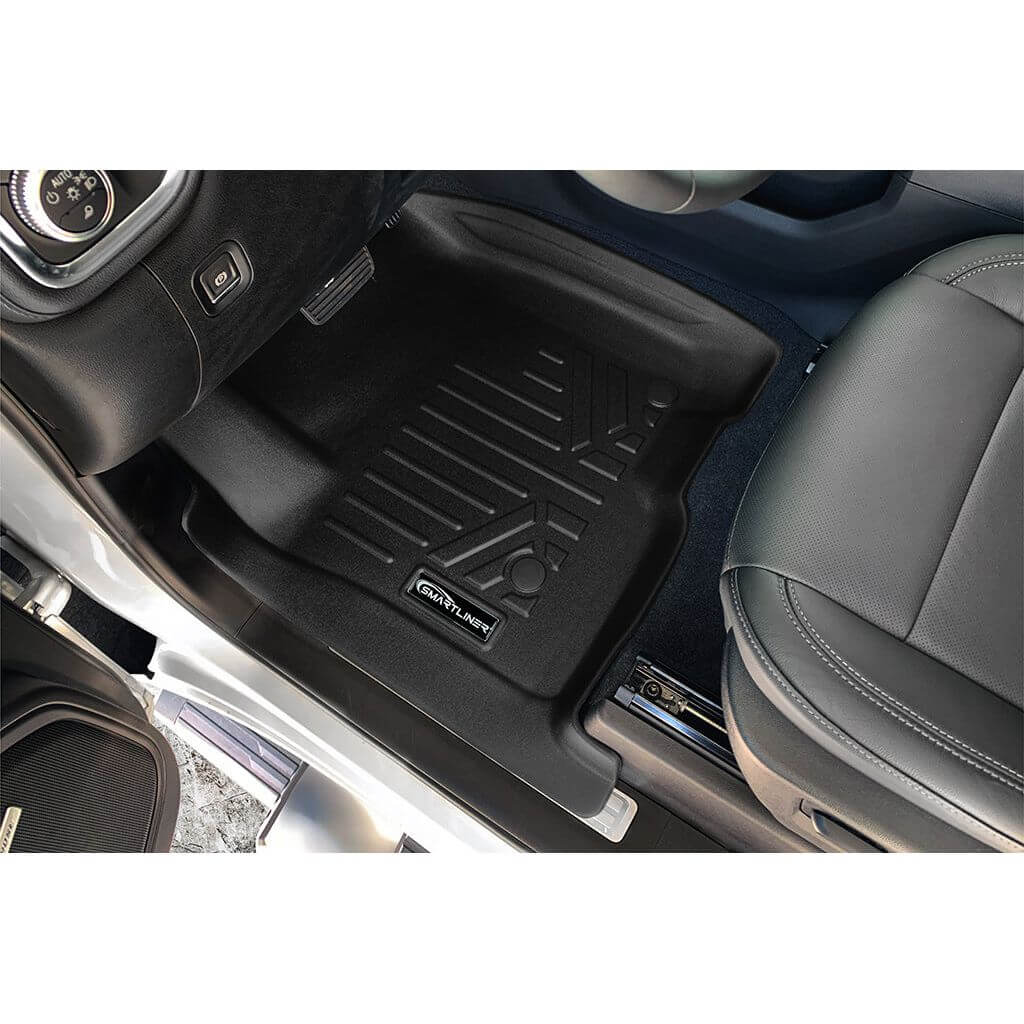 SmartCoverage™ Custom Fit Floor Liners For 2019-2025 Chevrolet Silverado 1500 Crew Cab With 1st Row Bucket Seats and Carpeted Flooring without the 2nd Row Underseat Storage