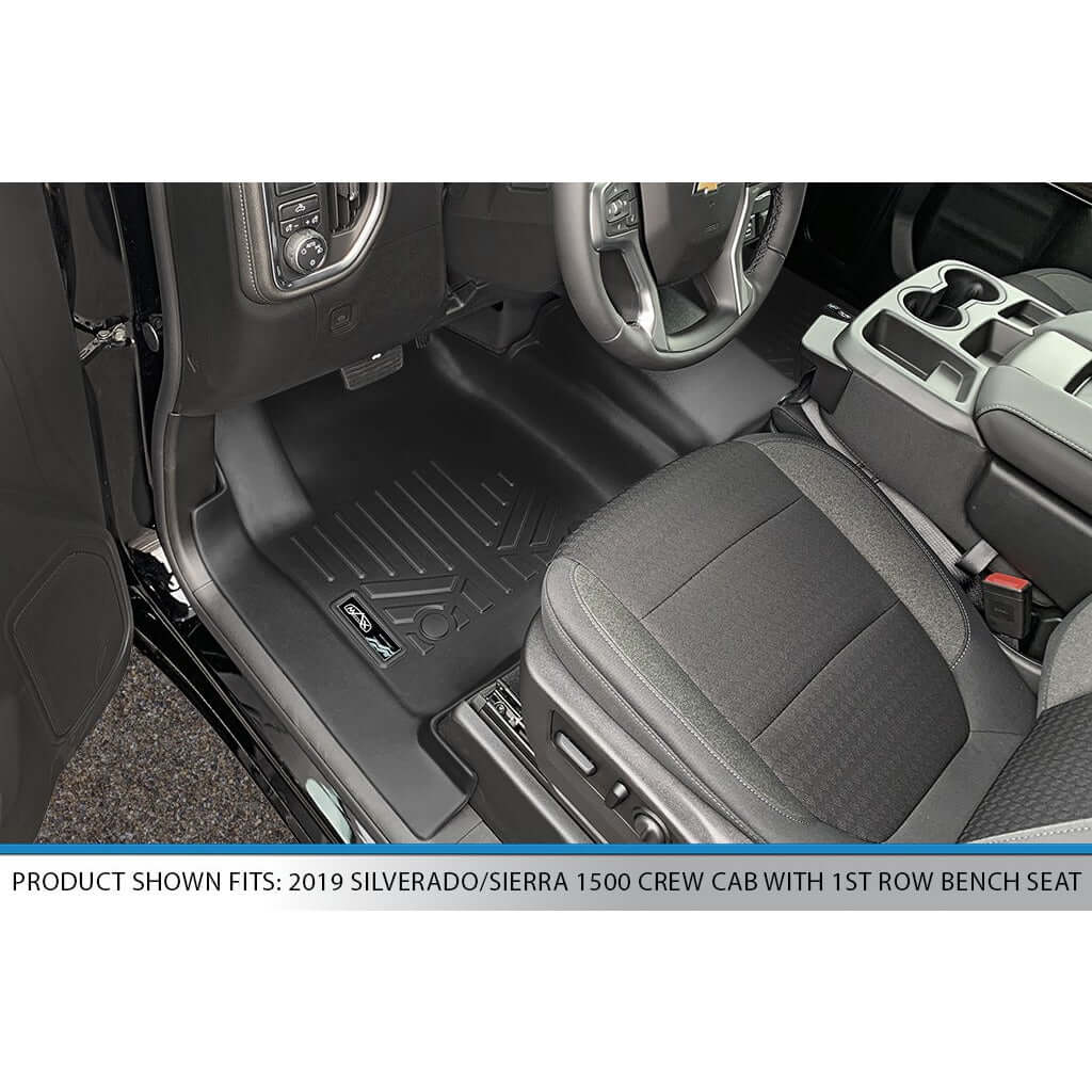 SMARTLINER Custom Fit Floor Liners For 2019-2021 Silverado/Sierra 1500/2500/3500 Crew Cab with 1st Row Bench Seat (No underseat)