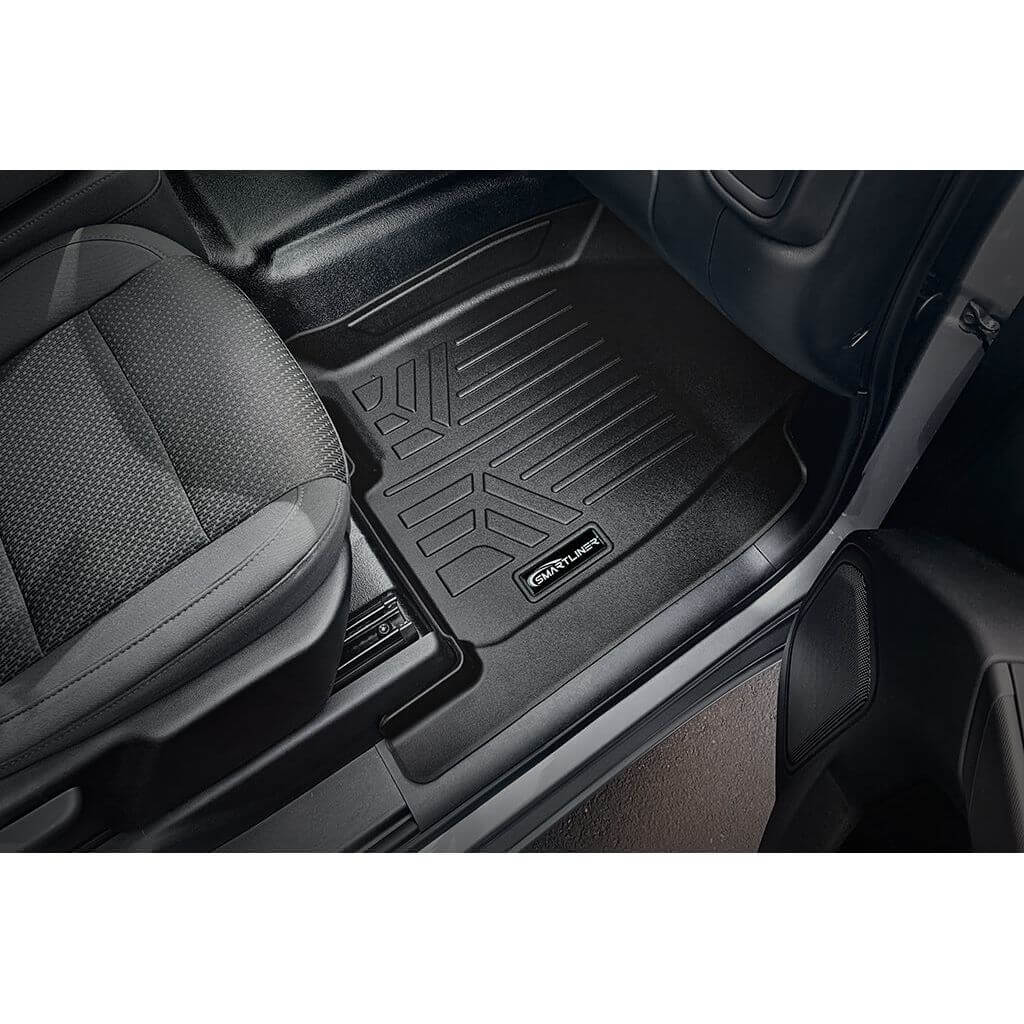 SmartCoverage™ Custom Fit Floor Liners For 2019-2024 Chevrolet Silverado 1500 Crew Cab With 1st Row Bench Seat (No OTH Coverage) and Vinyl Flooring without the 2nd Row Underseat Storage