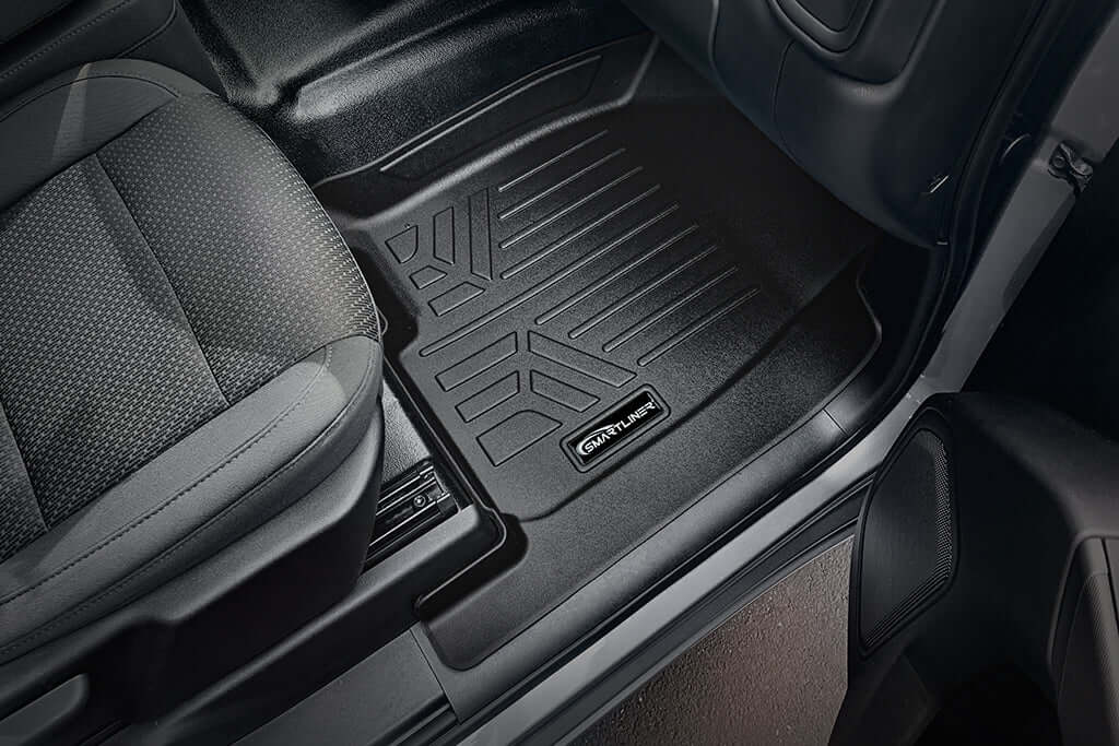 SMARTLINER Custom Fit Floor Liners Compatible With 2020-2025 Chevrolet Silverado 2500 HD | 3500 HD (Double Cab|Vinyl Flooring|1st Row Bench Seat|Without Over the Hump Coverage)