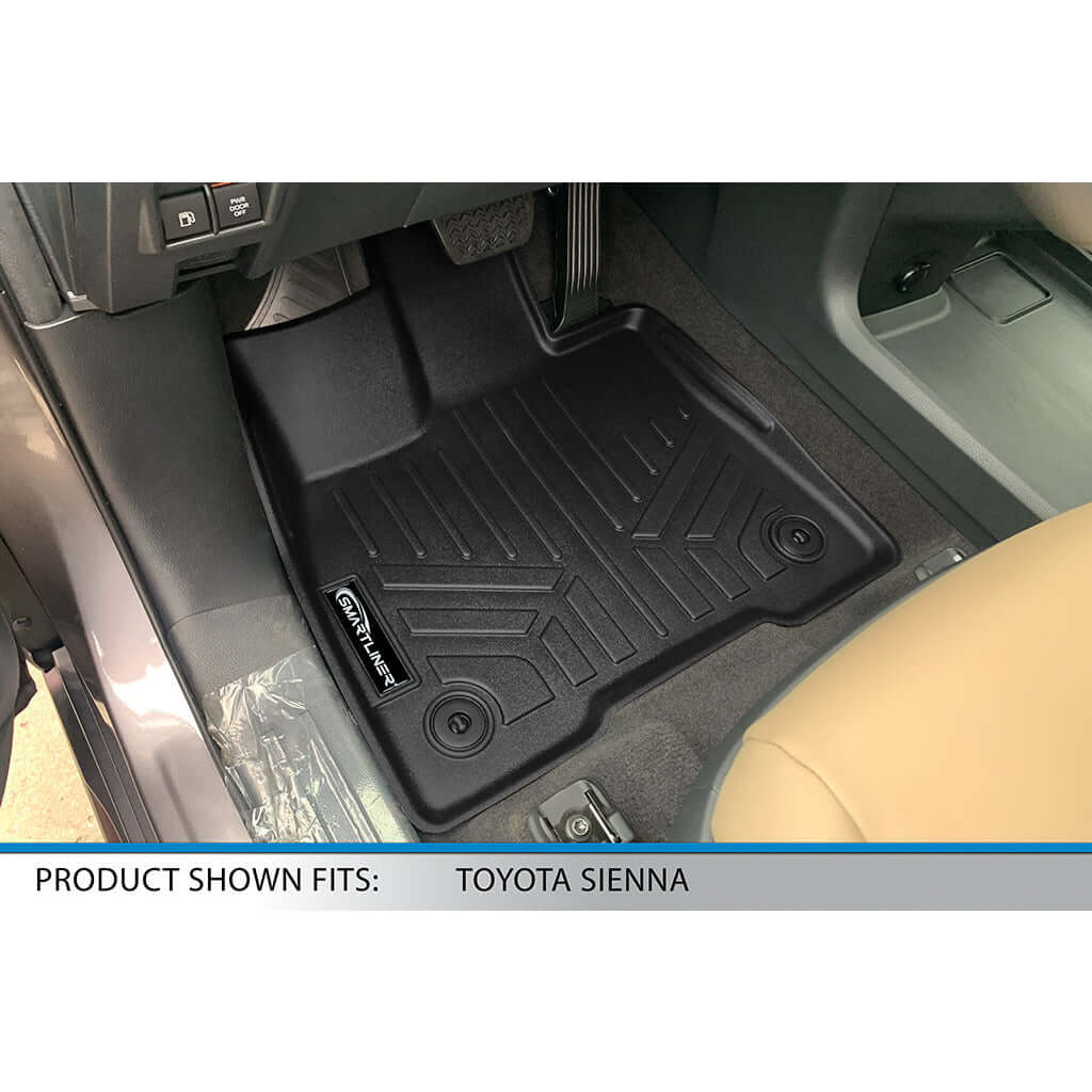SMARTLINER Custom Fit Floor Liners For 2021-2025 Toyota Sienna with 2nd Row Bucket Seats and Spare Tire