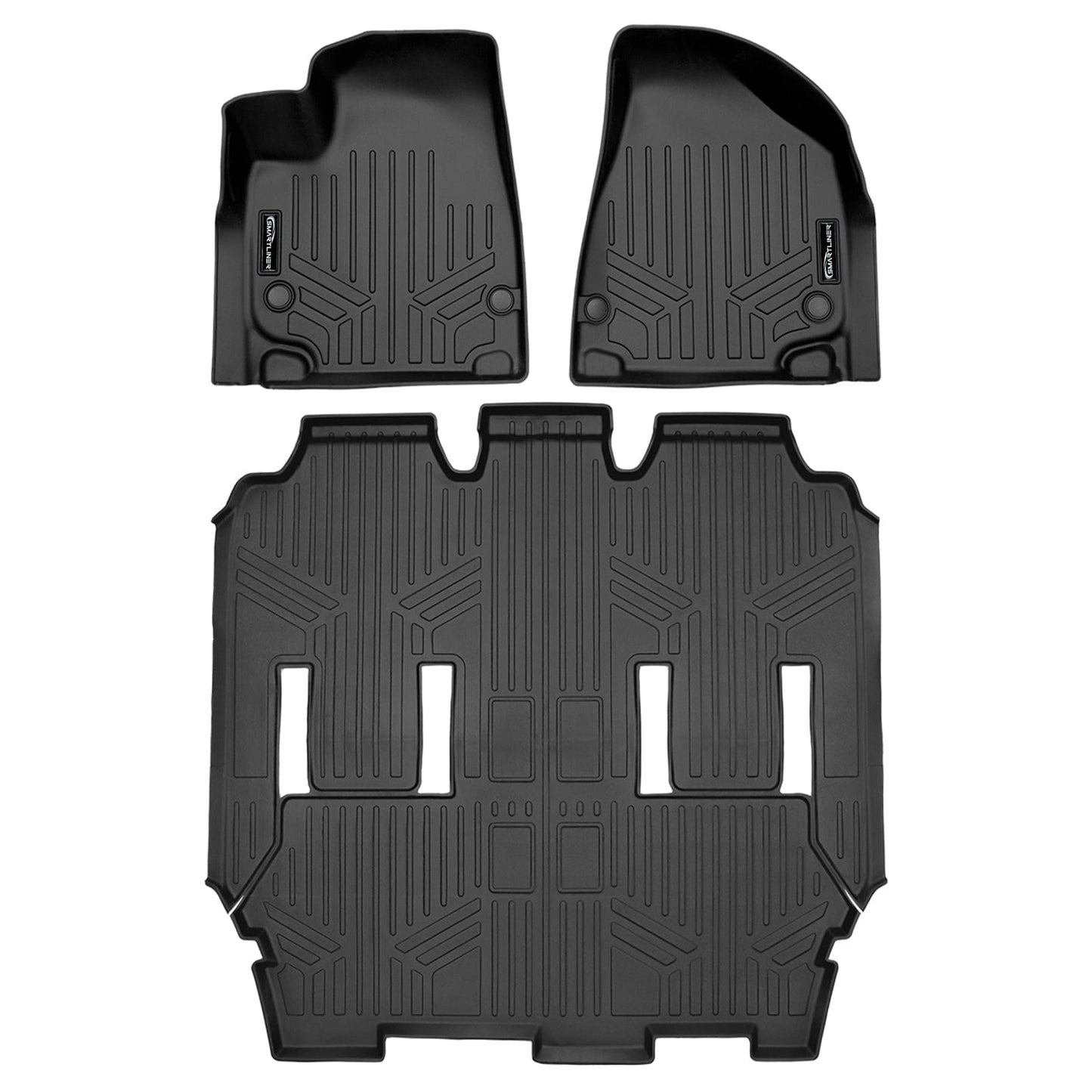 SMARTLINER Custom Fit Black 3 Row Liner Set & Cargo Liner Behind 3rd Row Compatible With 2021-2025 Chrysler Pacifica  (Fits Limited)