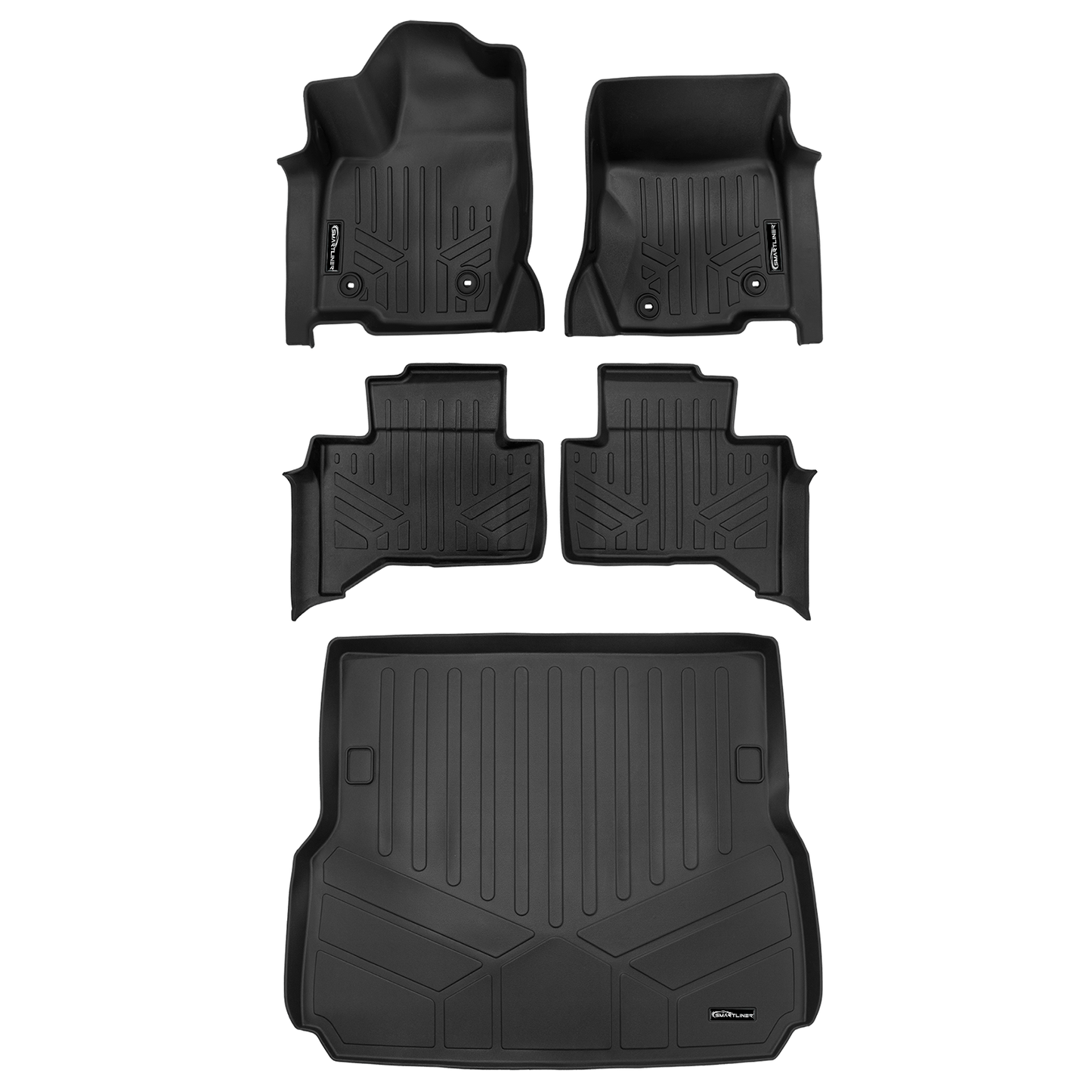 SMARTLINER Custom Fit All Weather Protection Floor Mat Liner Set Compatible With 2024-2025 Toyota Land Cruiser
