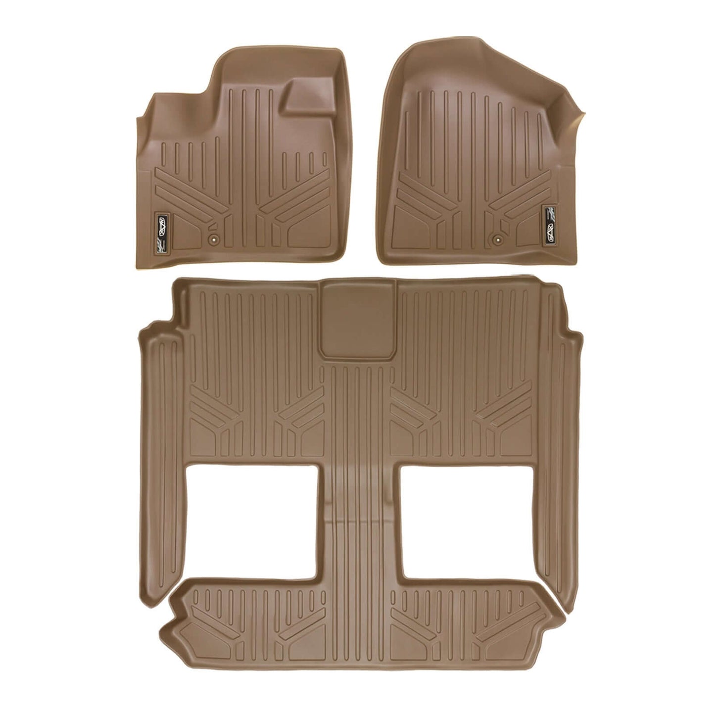 Smart Trim™ Custom Fit Floor Liners For 2013-2020 Dodge Grand Caravan with 2nd Row Bucket Seats and 1st Row Super Console