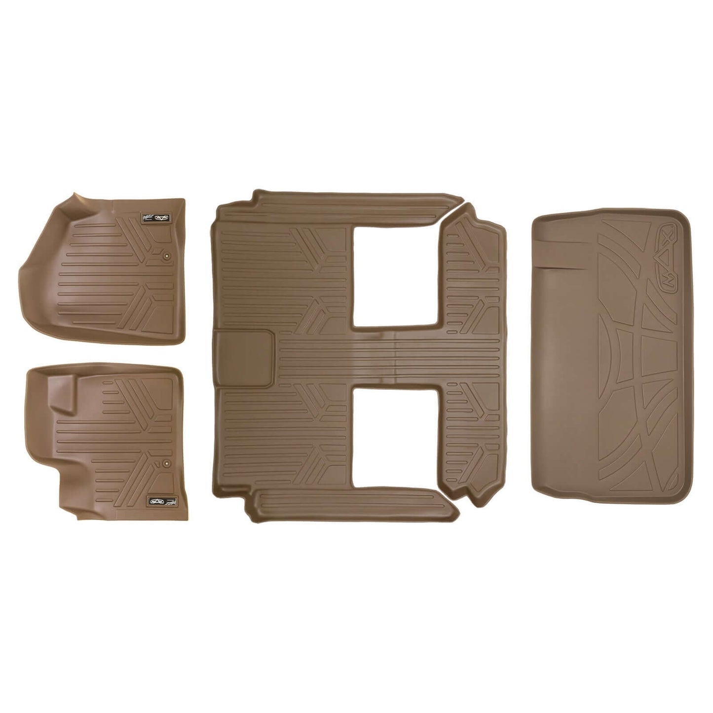 Smart Trim™ Custom Fit Floor Liners For 2013-2020 Dodge Grand Caravan with 2nd Row Bucket Seats and 1st Row Super Console