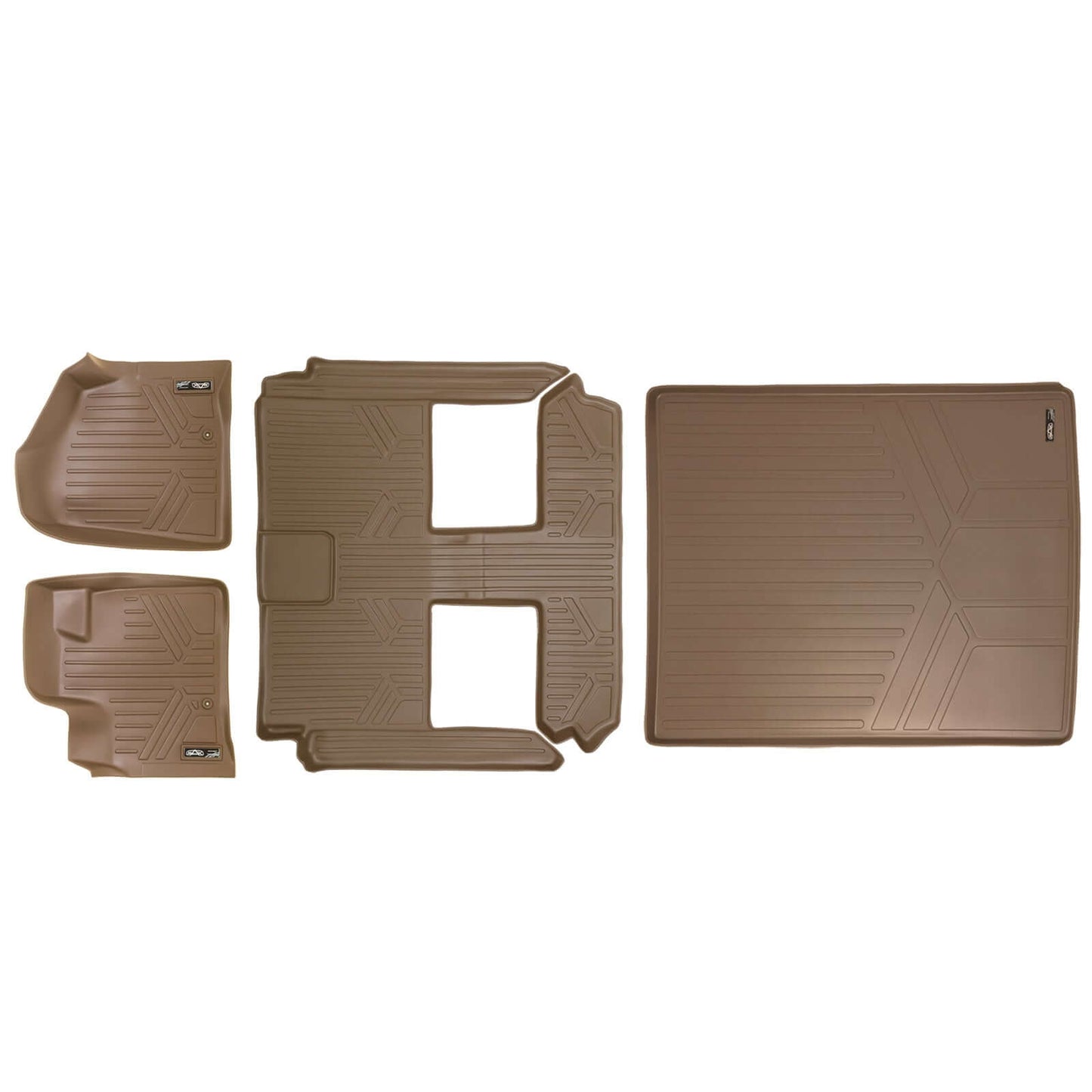 Smart Trim™ Custom Fit Floor Liners For 2013-2020 Dodge Grand Caravan with 2nd Row Bucket Seats and 1st Row Super Console