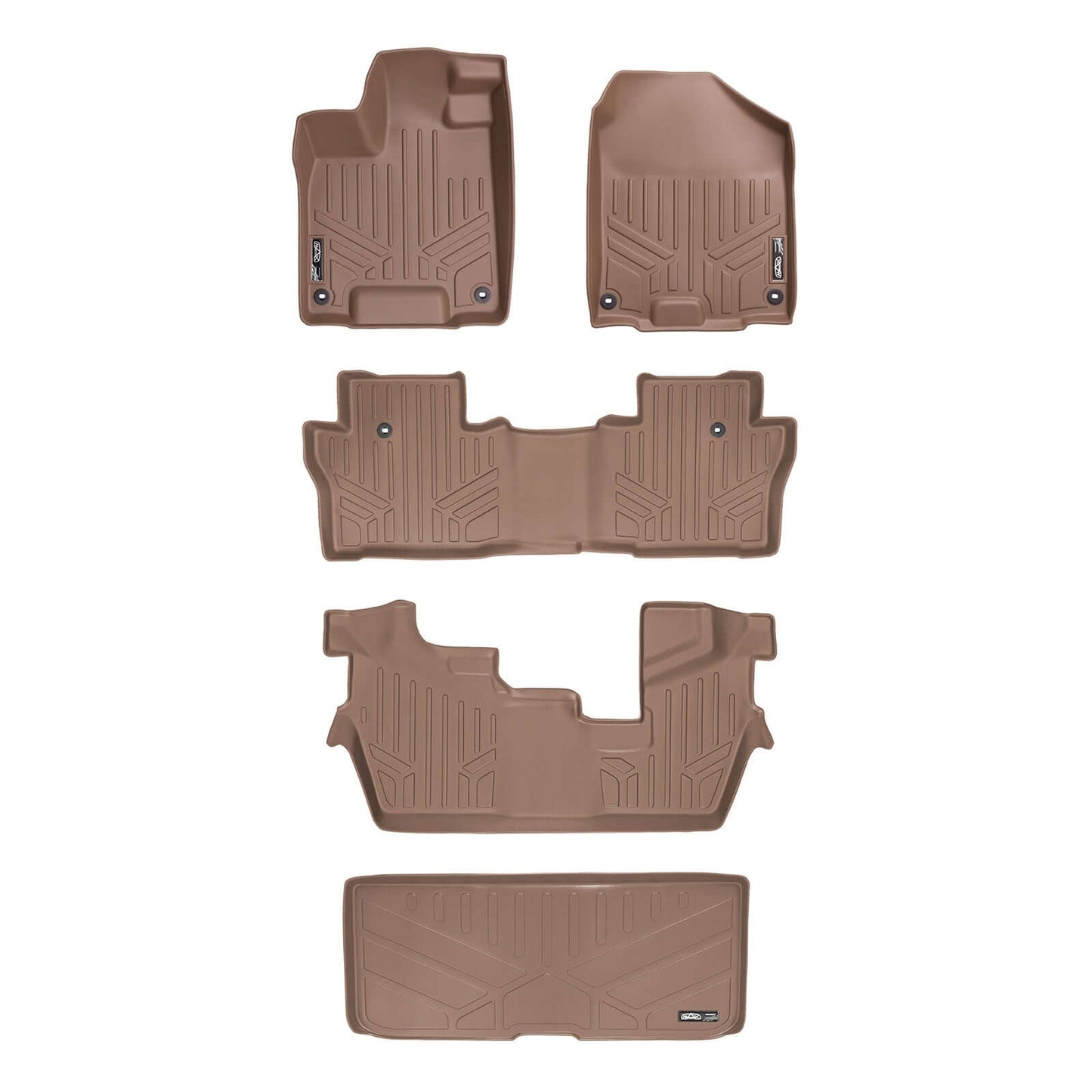 SMARTLINER Custom Fit Floor Liners For 2016-2022 Honda Pilot (8 Passenger Model)