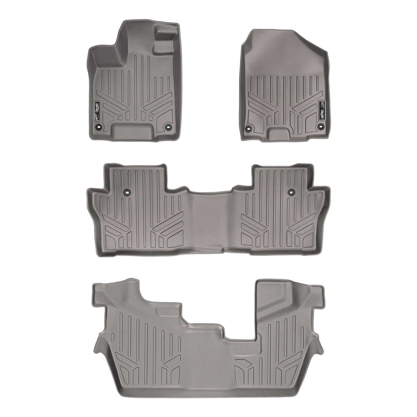 SMARTLINER Custom Fit Floor Liners For 2016-2022 Honda Pilot (8 Passenger Model)