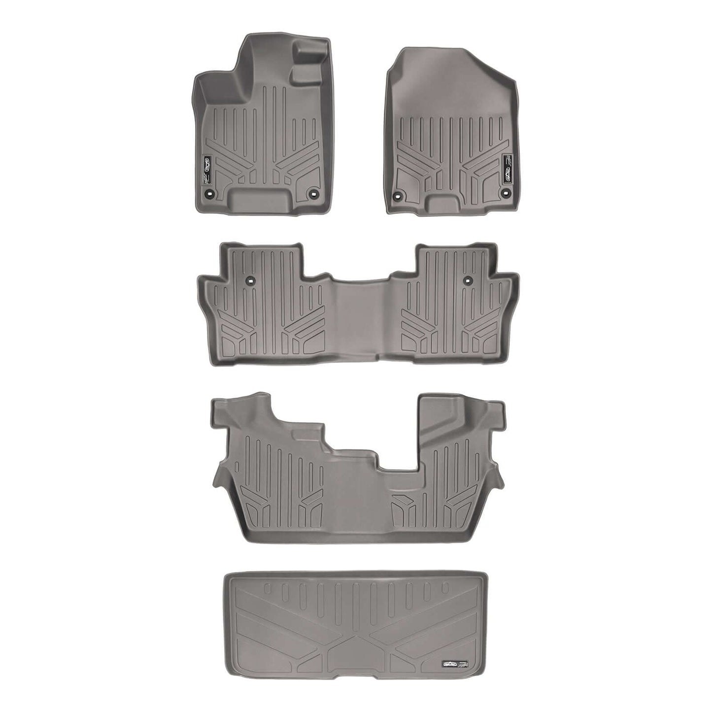 SMARTLINER Custom Fit Floor Liners For 2016-2022 Honda Pilot (8 Passenger Model)