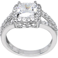 Sterling Silver Princess Cubic Zirconia Ring -2.31 ct tw