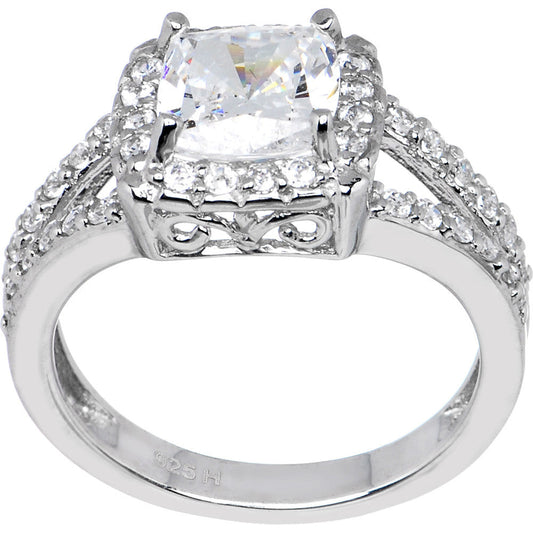 Sterling Silver Princess Cubic Zirconia Ring -2.31 ct tw