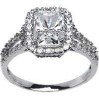 Sterling Silver Emerald Cubic Zirconia Ring -2.25 ct tw