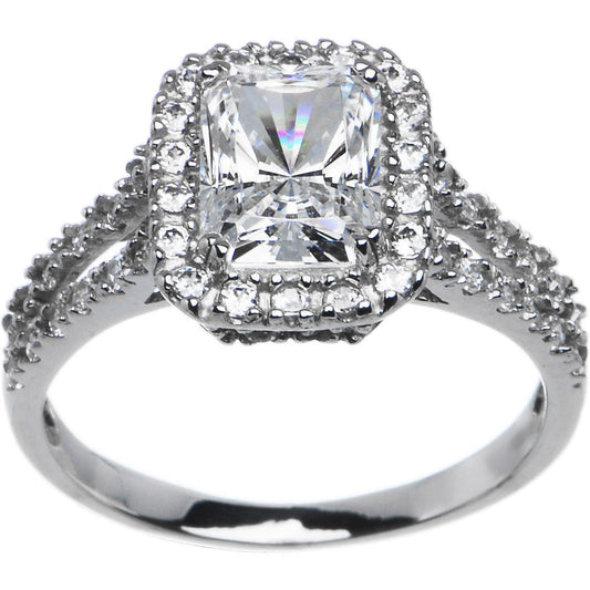 Sterling Silver Emerald Cubic Zirconia Ring -2.25 ct tw