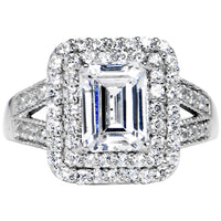Sterling Silver Emerald Cubic Zirconia Ring -2.25 ct tw