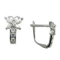 14k White Gold Butterfly April Birthstone Leverback Earrings