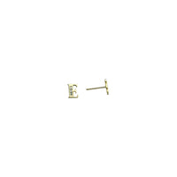 14k Yellow Gold CZ Initial E Stud Earrings