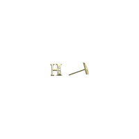 14k Yellow Gold CZ Initial H Stud Earrings