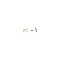 14k Yellow Gold CZ Initial M Stud Earrings