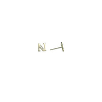 14k Yellow Gold CZ Initial N Stud Earrings