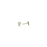14k Yellow Gold CZ Initial P Stud Earrings