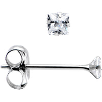 14k White Gold .03 ct Cubic Zirconia Square Earrings
