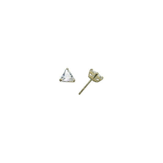 14k Yellow Gold .47ct Basket Set Triangle CZ Stud Earrings
