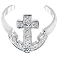 925 Sterling Silver CZ Anchor Toe Ring