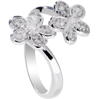 925 Sterling Silver Clear CZ Twin Flower Toe Ring