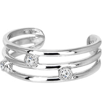 Solid 14k White Gold .03 Carat Genuine Diamond Toe Ring