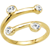 Solid 14k Yellow Gold Cubic Zirconia Spiral Toe Ring