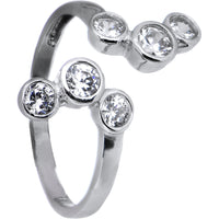 Solid 14k White Gold Cubic Zirconia Bubbles Toe Ring