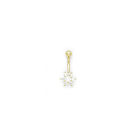 16G Solid 14k Yellow Gold Cubic Zirconia Flower Belly Ring