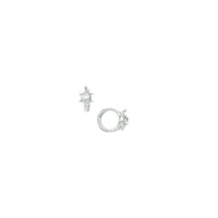 14k White Gold CZ Turtle Huggy Earrings
